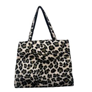 Leopard Animal Print Soft Purse Handbag Faux Fur Fabric Snap Closure Chic Y2K